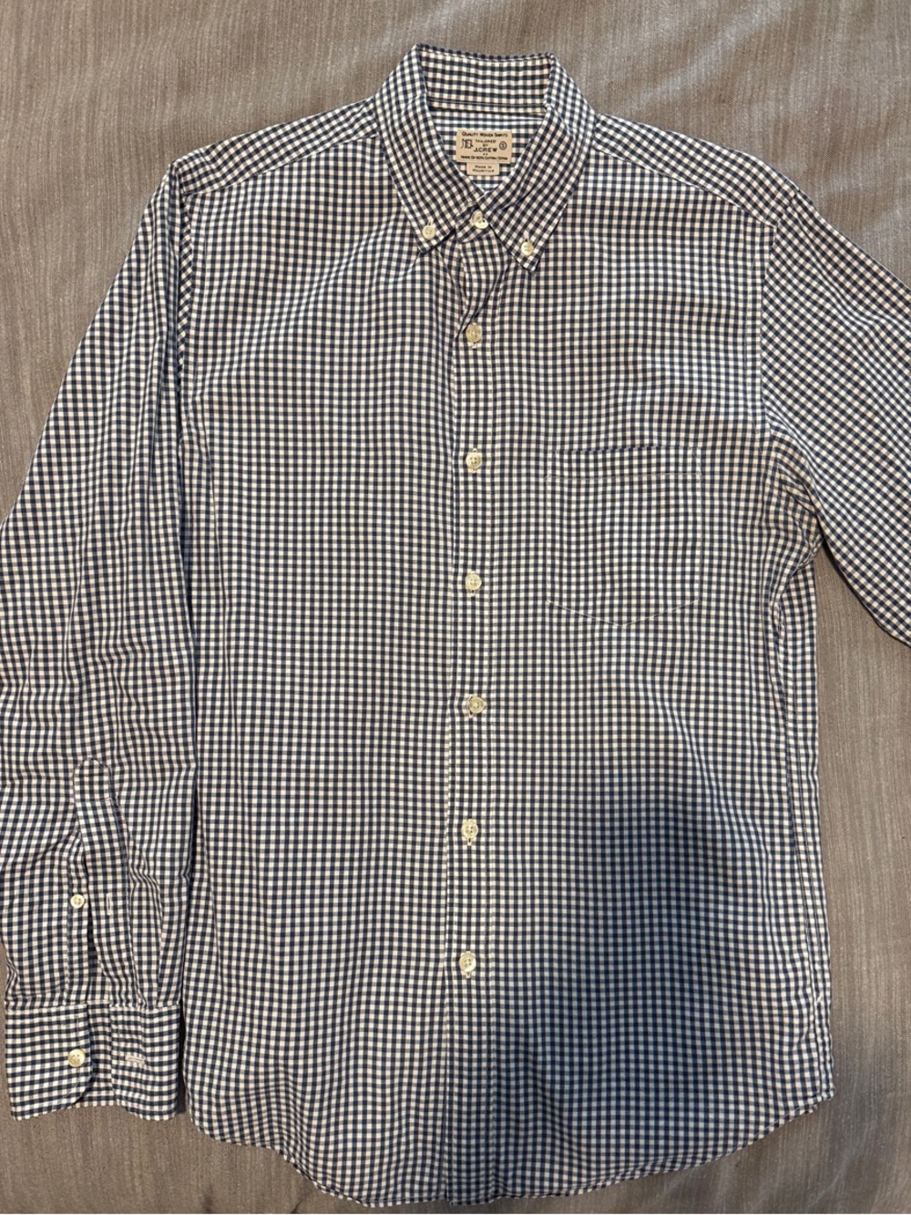 J. Crew Navy & White Gingham Button-Down Shirt